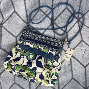 Fossil Floral Bag with Cobalt Blue Leather Strap NWT J